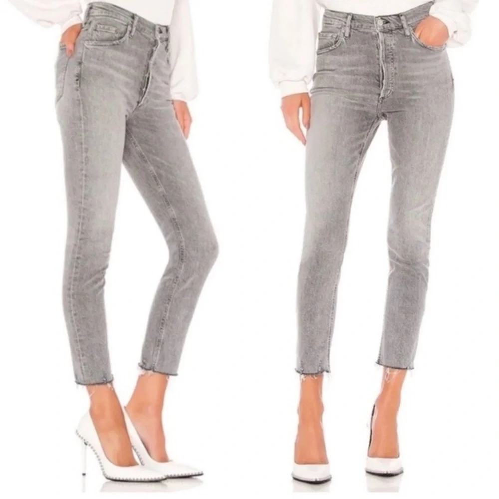 AGOLDE Nico High Rise Slim Risk Gray Wash Jeans Size 33